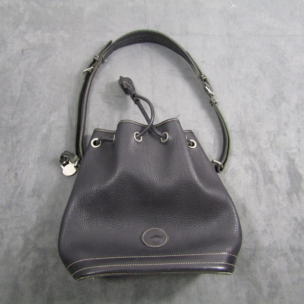 Vintage Dooney & Bourke Bucket Bag Women Medium Black Leather Drawstring USA